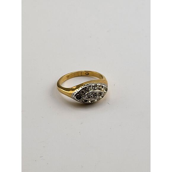 Vintage 18K HGE Gold Ring Marquise Cluster Clear Stones Size 6.75 - Picture 3 of 8